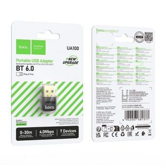 Адаптер Hoco UA100  USB - Bluetooth 6.0 цвет: черный       
